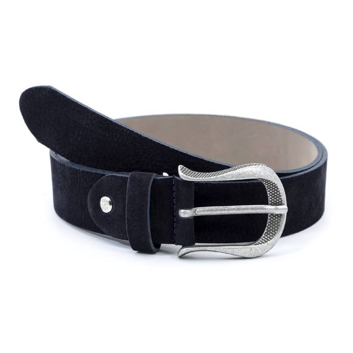 WB-NORSE-NAVY women's blue leather belt for wholesale by Ortiz & Reed
