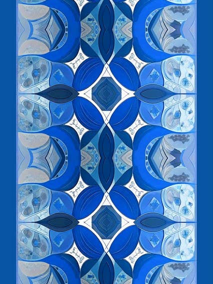 Sjaal 70*180 zijde kleur blauw abstract ontwerp voor wholesale door L'OFFICIEL SRL