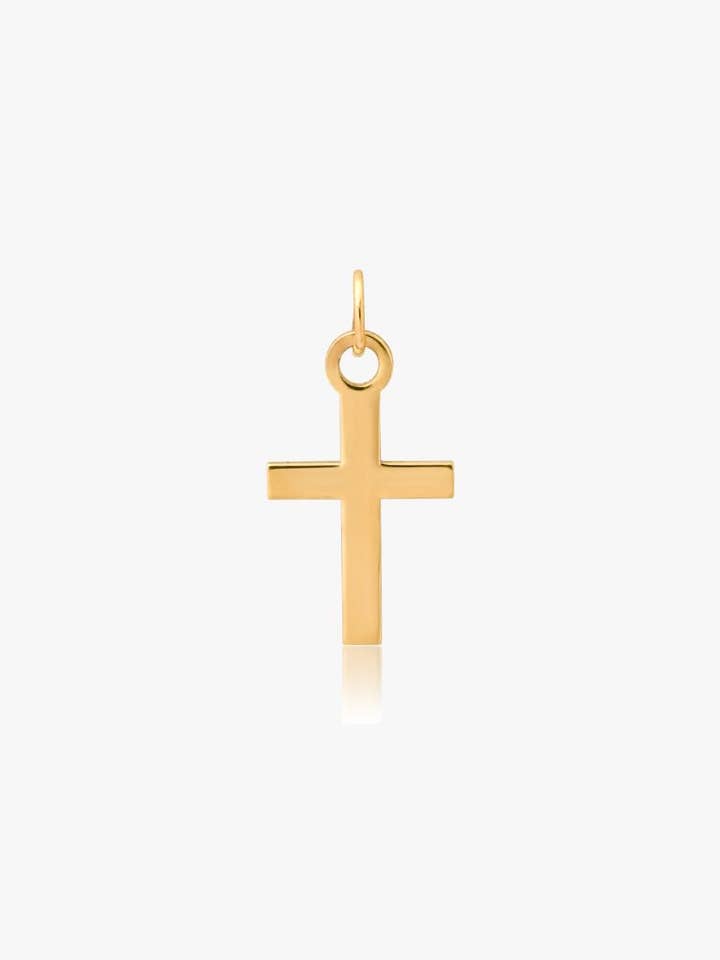KJC Small Gold Cross Charm in Yellow Gold for wholesale by KJC Collection