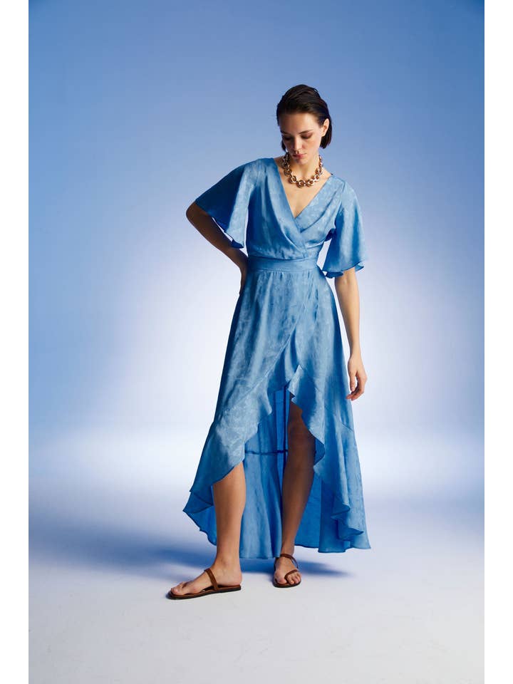 Blu Abito asimmetrico con volant in vendita all'ingrosso su Faire