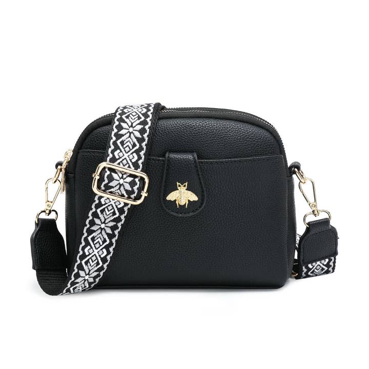 Papaya Fashion Ltd - Wholesale Crossbody bag – Women's - B23002 Bee Cross Body Handbag with double zip top sections