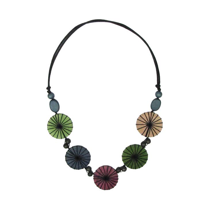 Margot multi-color wood button metal-free necklace for wholesale by Katie and Company