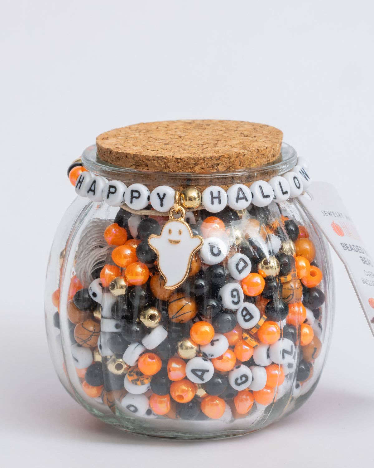 Jewelry Made by Me – wholesale DIY craft kit – Ghost Happy Halloween Glass Pumpkin DIY Bead Jar0