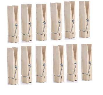 Factory Direct Craft - Wholesale Clothes Clips - 6" Large Wood Clothespin (Package of 36 pieces)