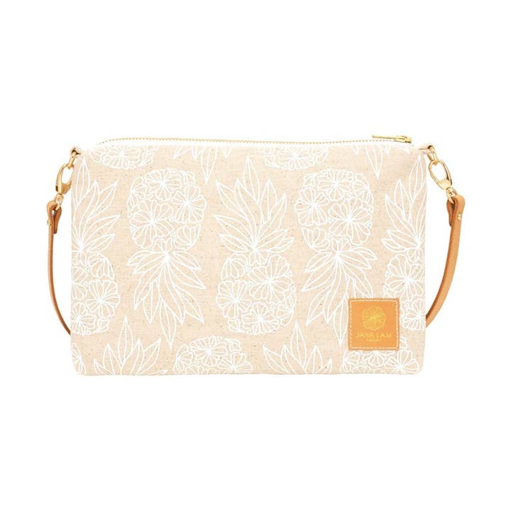Slim Zipper Cross Body • Seaflower Pineapple • White Collection for wholesale by Jana Lam