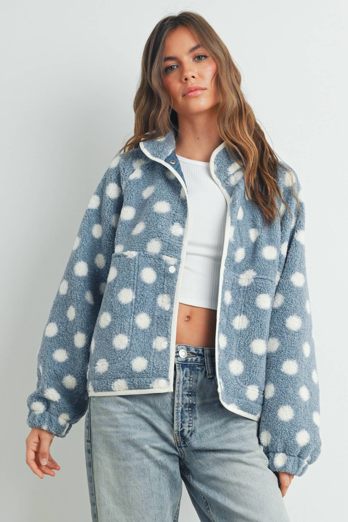 BUTTERMELON - Wholesale Jacket - Women's - Fall/Winter Polka Dot Button Down Jacket - BMJ742023