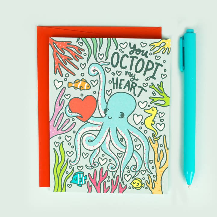 You Octopi My Heart Octopus Valentine's Day Card for wholesale by Turtle's Soup