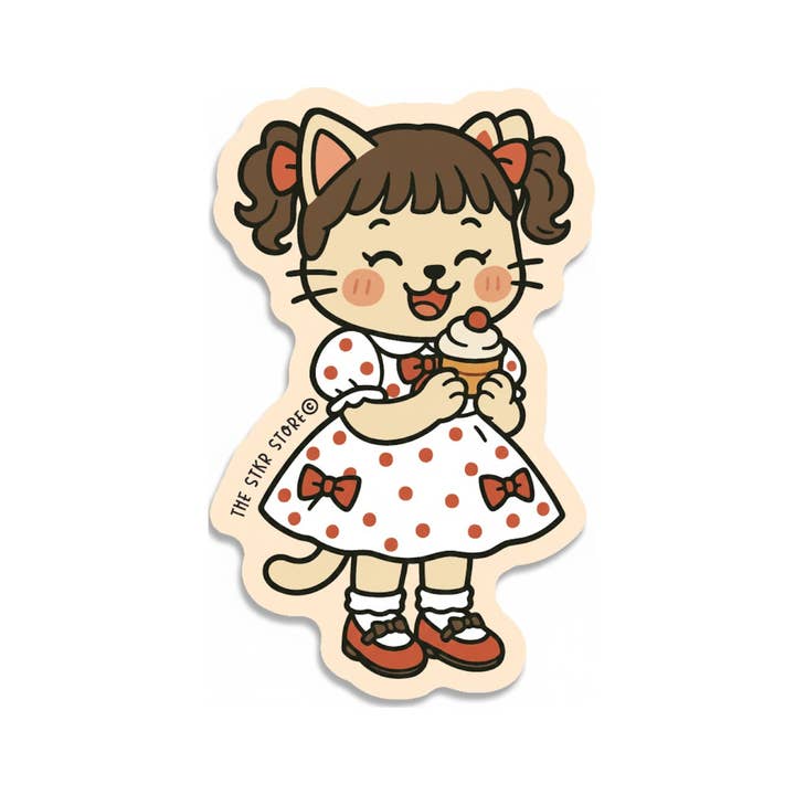 Cupcake KoroKoroPoko Kersen Kat Gestructureerde Stickers voor wholesale door the stkr store