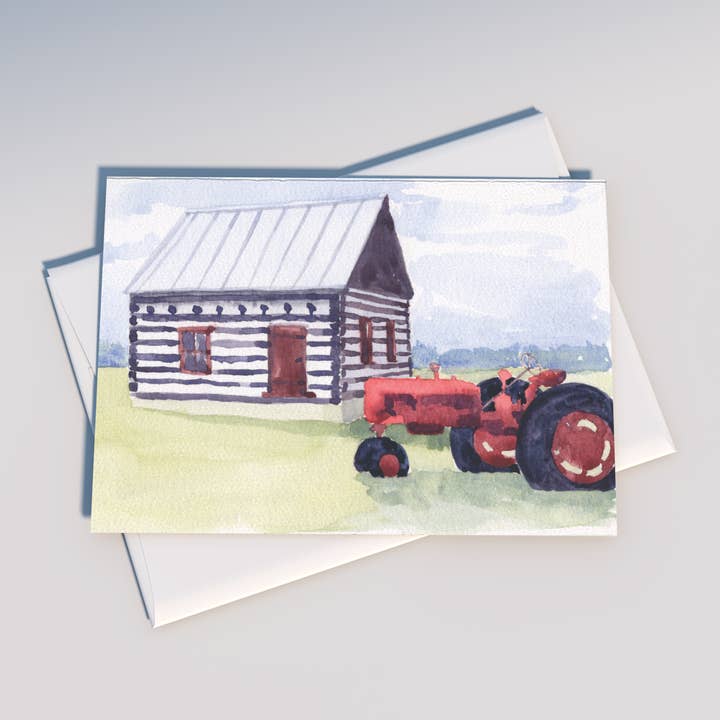 Rustic Farm & Tractor Watercolor Greeting Card – A7 Size for wholesale by Tiday Art