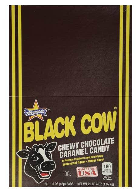 O'Shea's Candies Sweet Shop - Wholesale Chocolate Bar - Nostalgic 1924 Original BLACk COW Caramel 24ct Display Box3