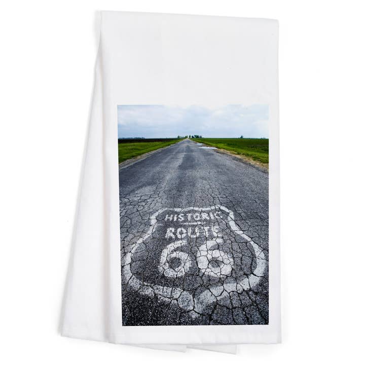 TORCHON BIO Route 66 Marker pour la vente par Lantern Press