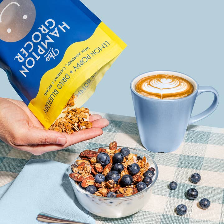 LIMITED BATCH: Lemon + Dried Blueberry Granola for wholesale by The Hampton Grocer Granola
