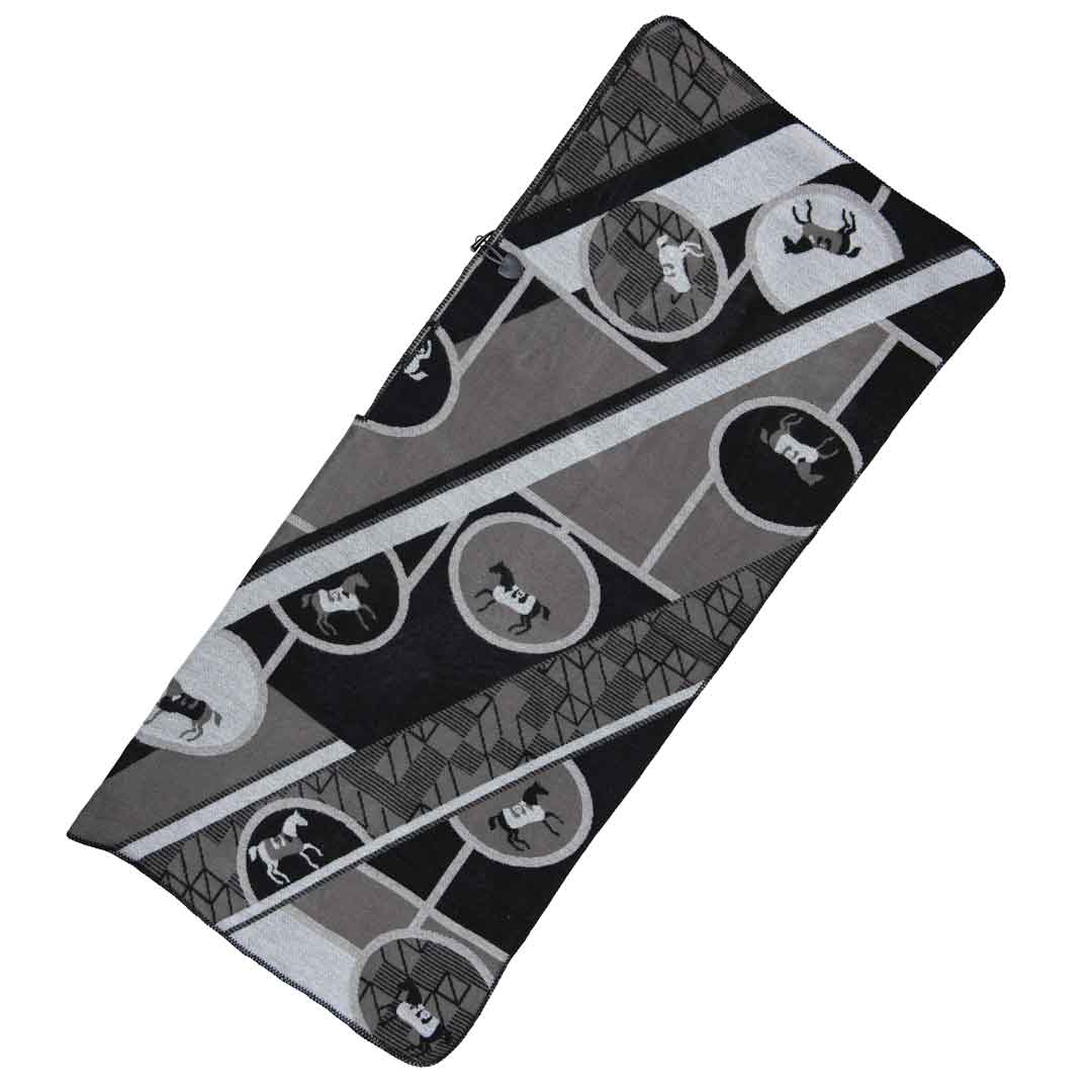 URBAN-EQUESTRIAN - Wholesale Wrap - Women's - Adina -  Equestrian Motif Shawl in Charcoal Wrap8