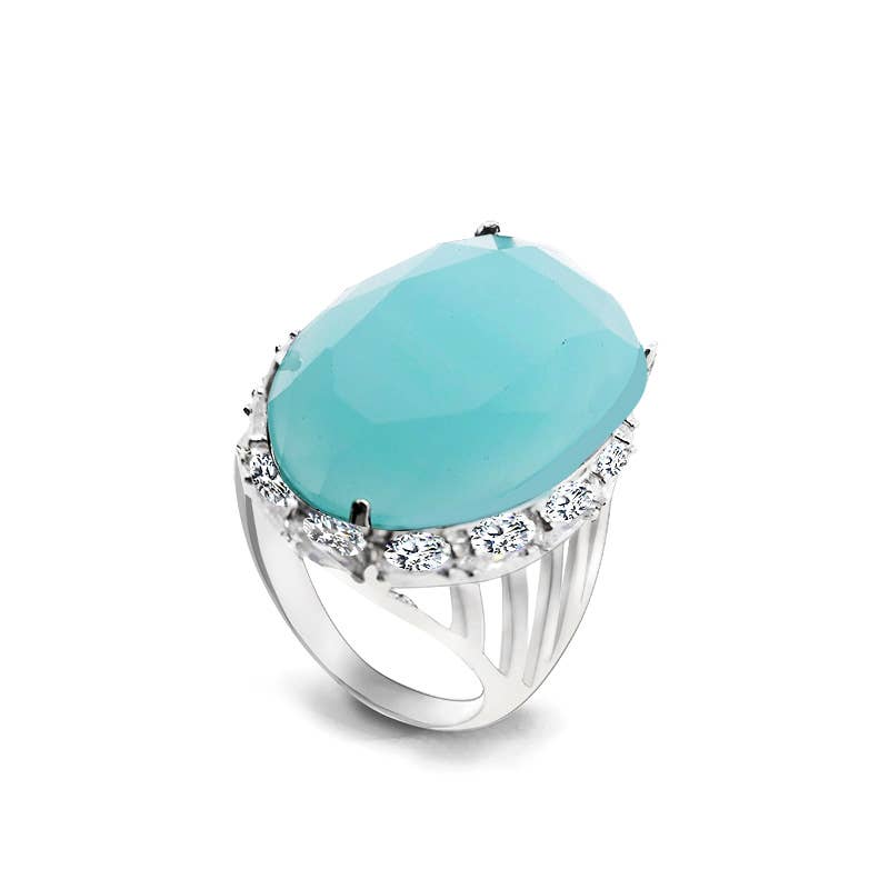 AMORINO SRL - Wholesale Single Stone/Solitaire Ring - OVAL RING IN COROLATED GLASS - ZY731760A331