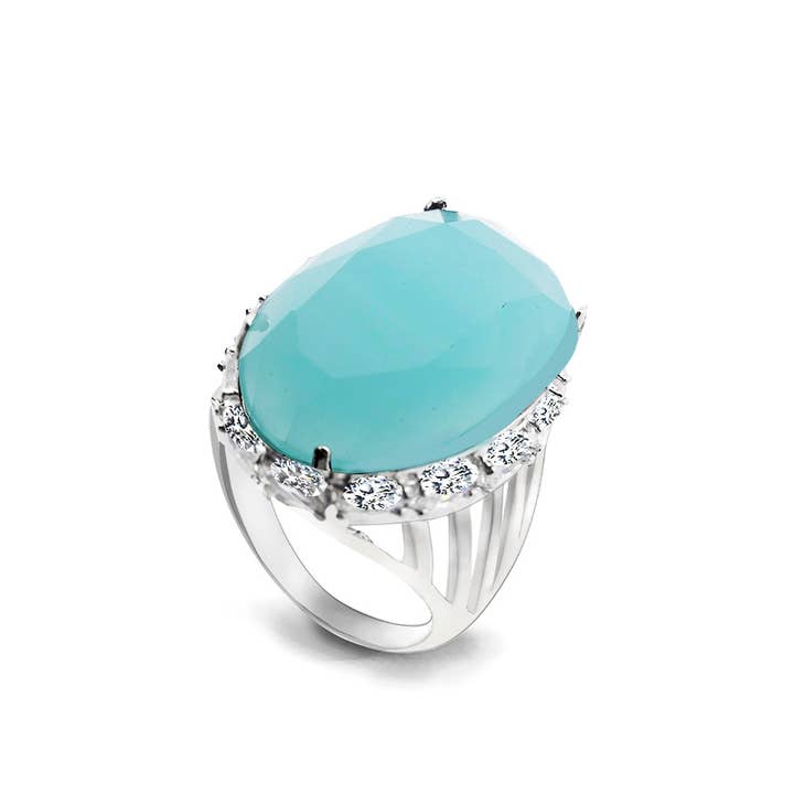 AMORINO SRL - Wholesale Single Stone/Solitaire Ring - OVAL RING IN COROLATED GLASS - ZY731760A331