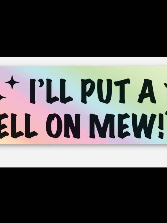 Spell on Mew 1” x 3” Sticker for wholesale by Notso Kitty