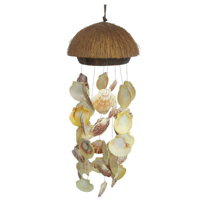22" Coco Top with Shells Wind Chime for wholesale by California Seashell Company