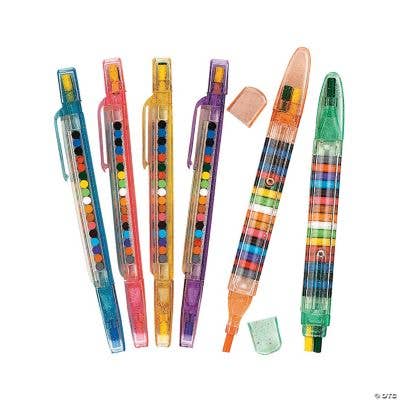 Fun Express - Wholesale Crayons - TRANSPARENT GLITTER STACKING PT CRAYONS