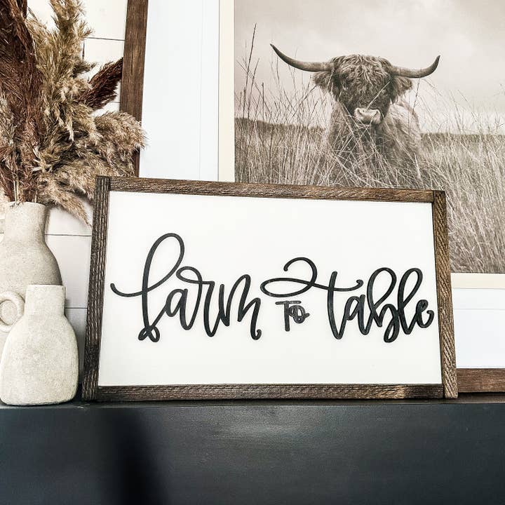 Dakota + Pine Design Co. - Vente Pancarte - Panneau en bois « De la ferme à la table »2