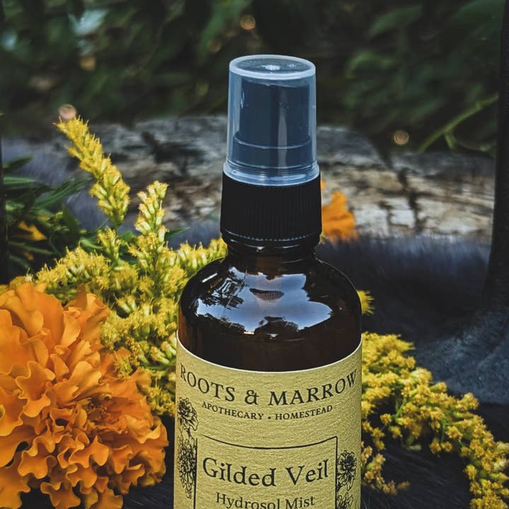 Roots & Marrow Apothecary - Wholesale Face & body mist/water - Gilded Veil Hydrosol Mist1