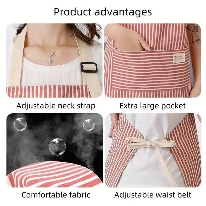 Huis Van Merken - Wholesale Apron - 1pc Durable Striped Apron for Kitchen and Home Use3