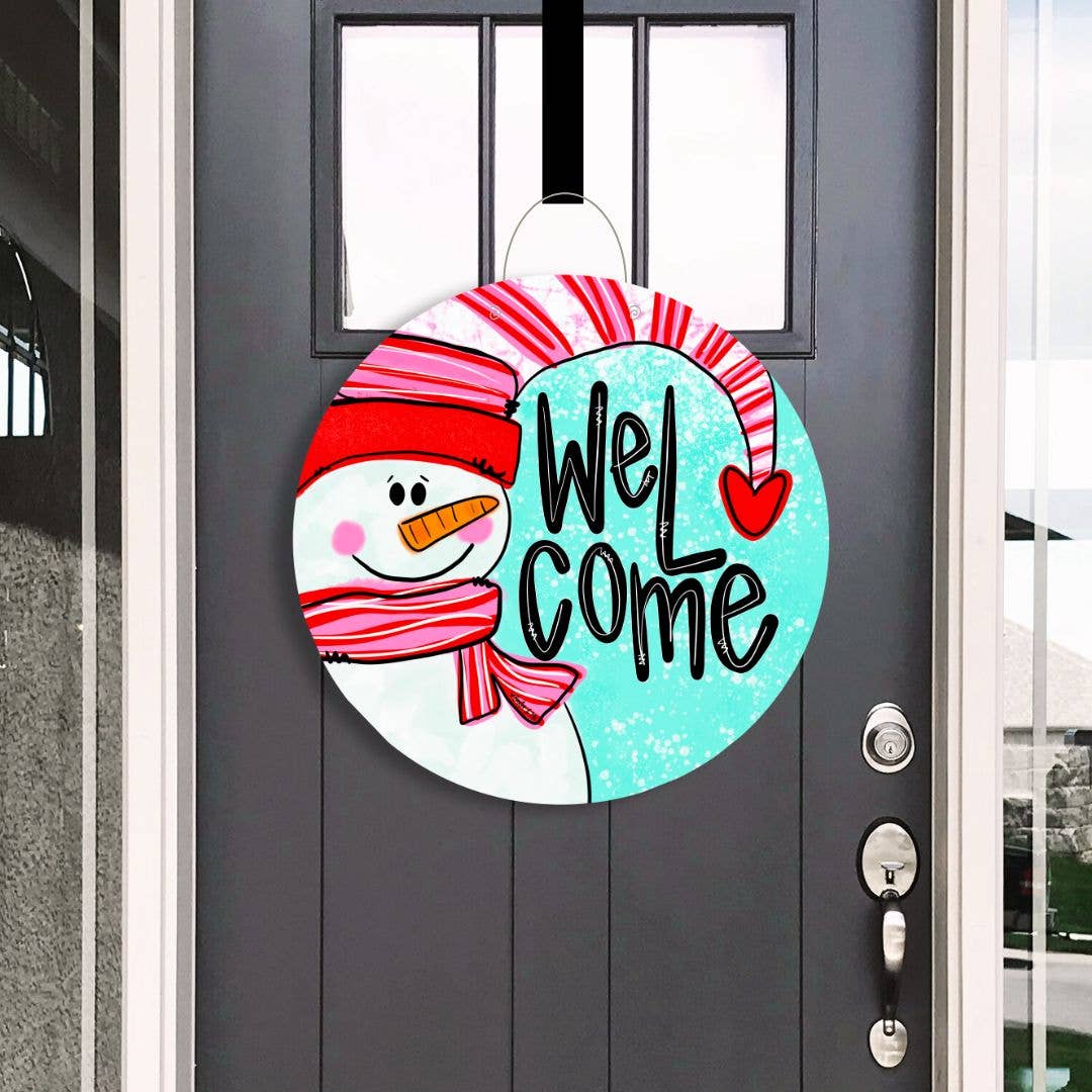 Baxter & Me - Wholesale Door Hanger - Welcome Heart Snowman Door Hanger0