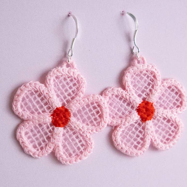 Pink Geranium Earrings for wholesale by Olivia Lara