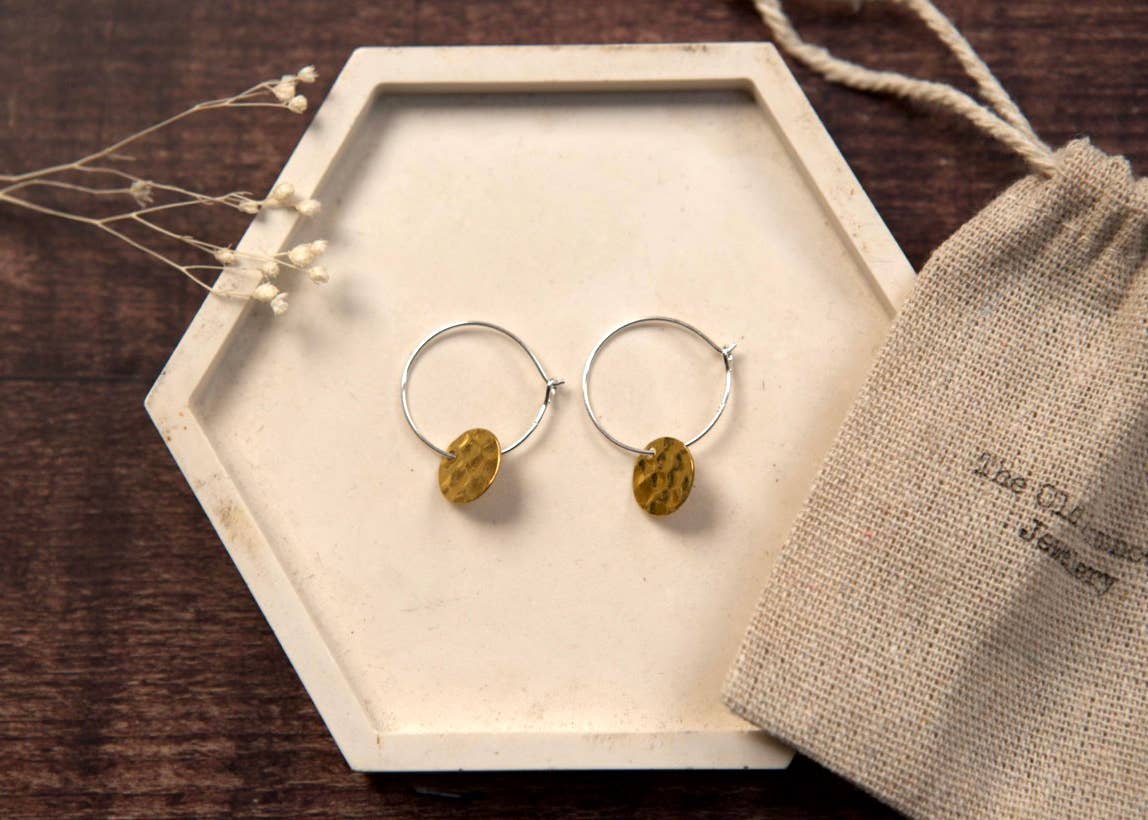 The Old Farmhouse Jewellery – wholesale Dangle earrings – Small Brass Earrings, sterling silver, brass charm, dainty0