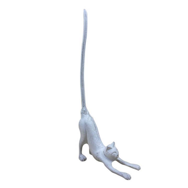Hampton Nautical - Wholesale Toilet paper holder - Whitewashed Cast Iron Yoga Cat Bathroom Extra Toilet Paper Stand 19"2