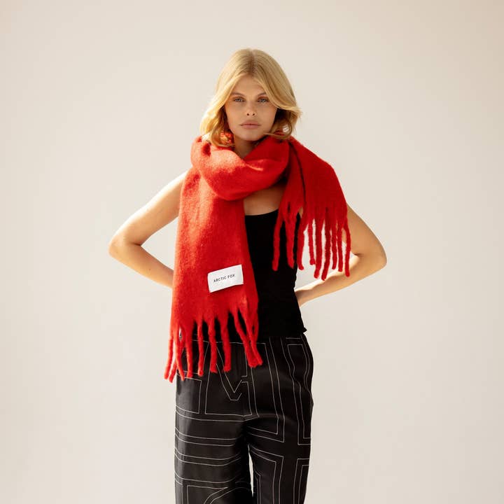 Arctic Fox & Co. - North America - Wholesale Scarf - Women's - The Stockholm Scarf - 100% Recycled - Crimson Red - AW24
