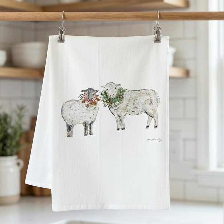 December Sheep Kitchen Towel for wholesale by Pamela Cassidy Designs