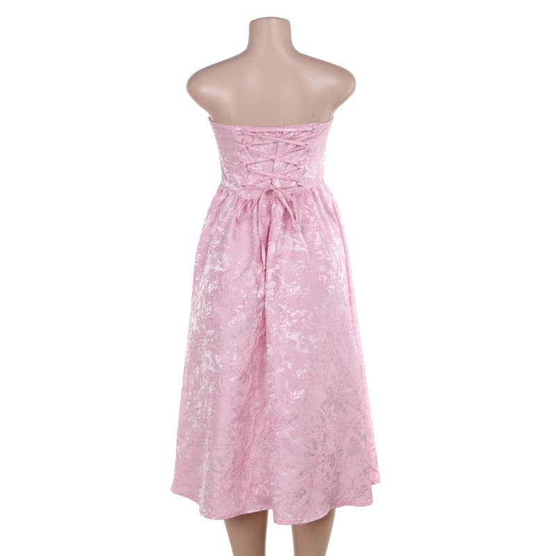 Rosa Clothing - Wholesale Dress - Women's - Jacquard satin swing cami dress5