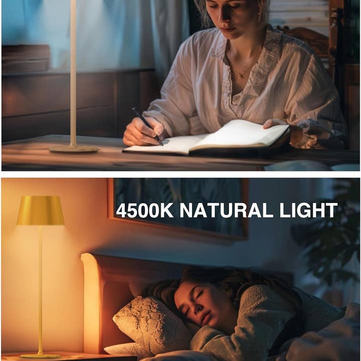 LivingTaste Home Inc - Wholesale Accent/Desk Lamp - 2-Pack Cordless 5000mAh Rechargeable LED Table Gold Lamp