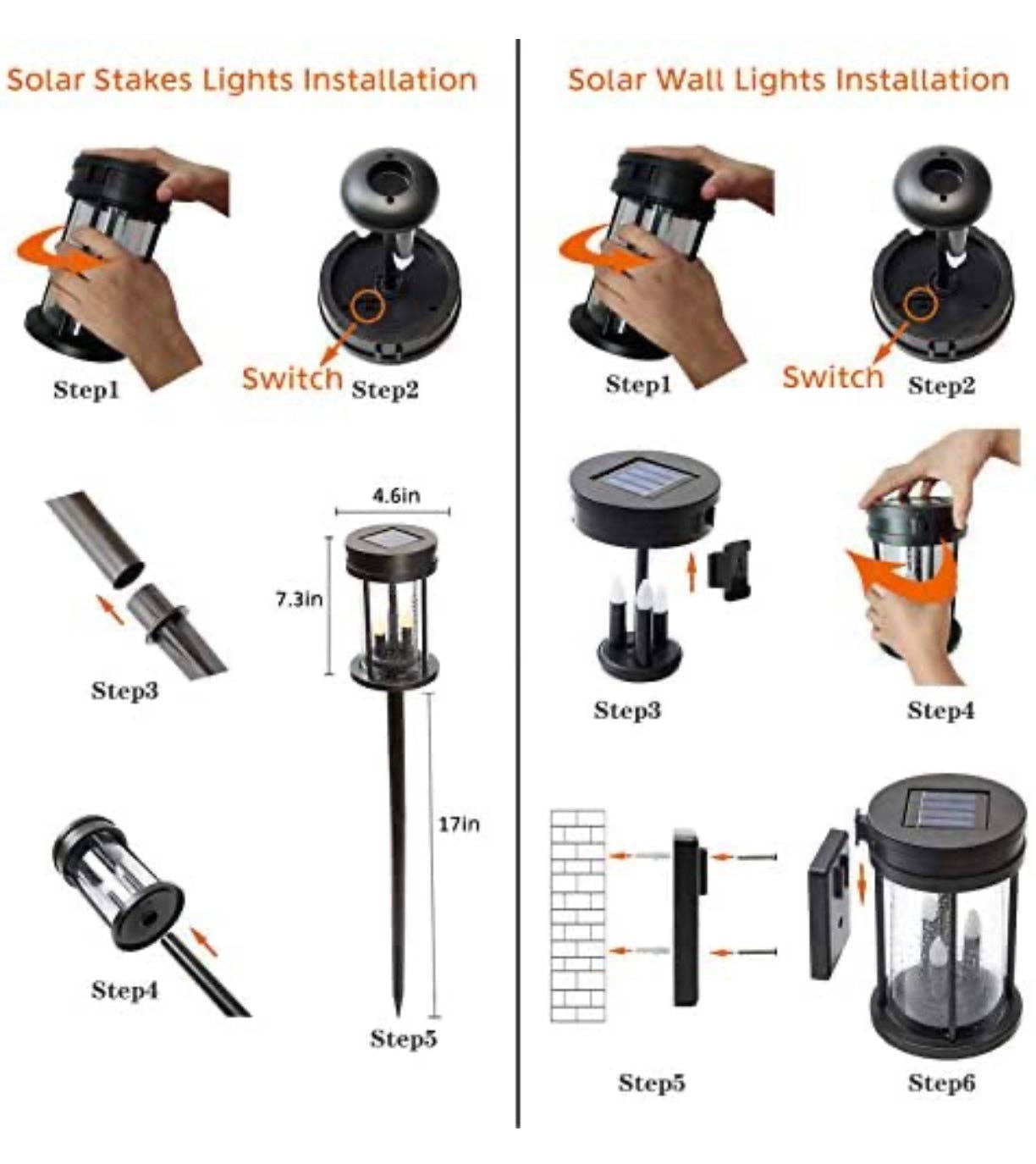 OutdoorSolarOutlet – wholesale Outdoor/lawn light – Solar Flickering Candle Lantern Outdoor Garden Stake Lights (2Pack, Black)5