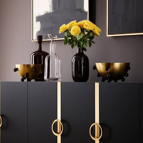 Decorative Bowl - Gold Metal Bubble with Ball Feet, 13 in. for wholesale by Sagebrook Home