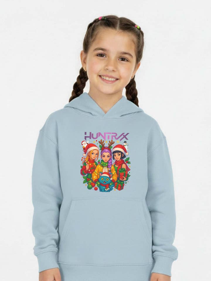 Kids K-Pop Christmas Squad Graphic Printed Hoodie for wholesale by Missi Clothing