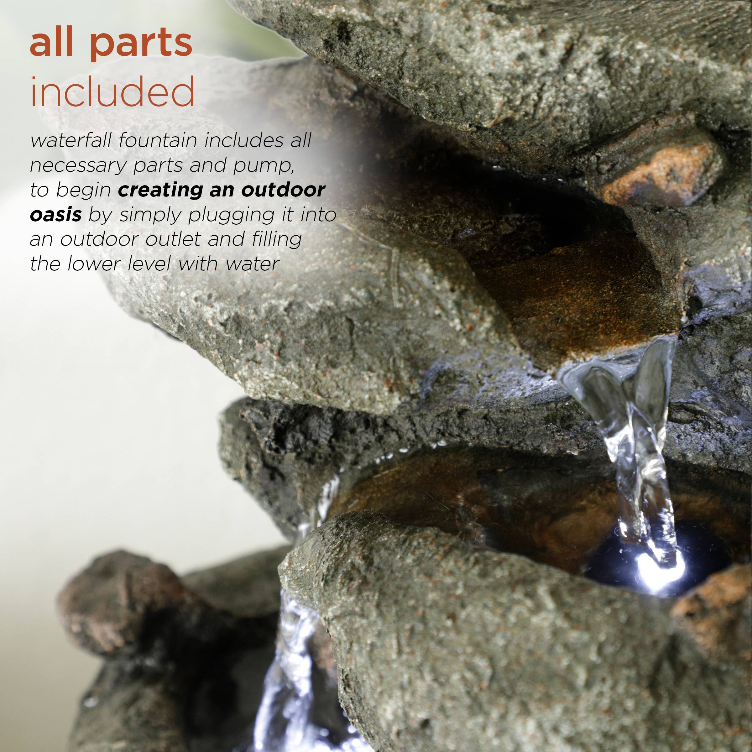 Alpine Corporation - Wholesale Decorative Tabletop Object - Alpine Corporation Rainforest Tabletop Fountain w LED Light5