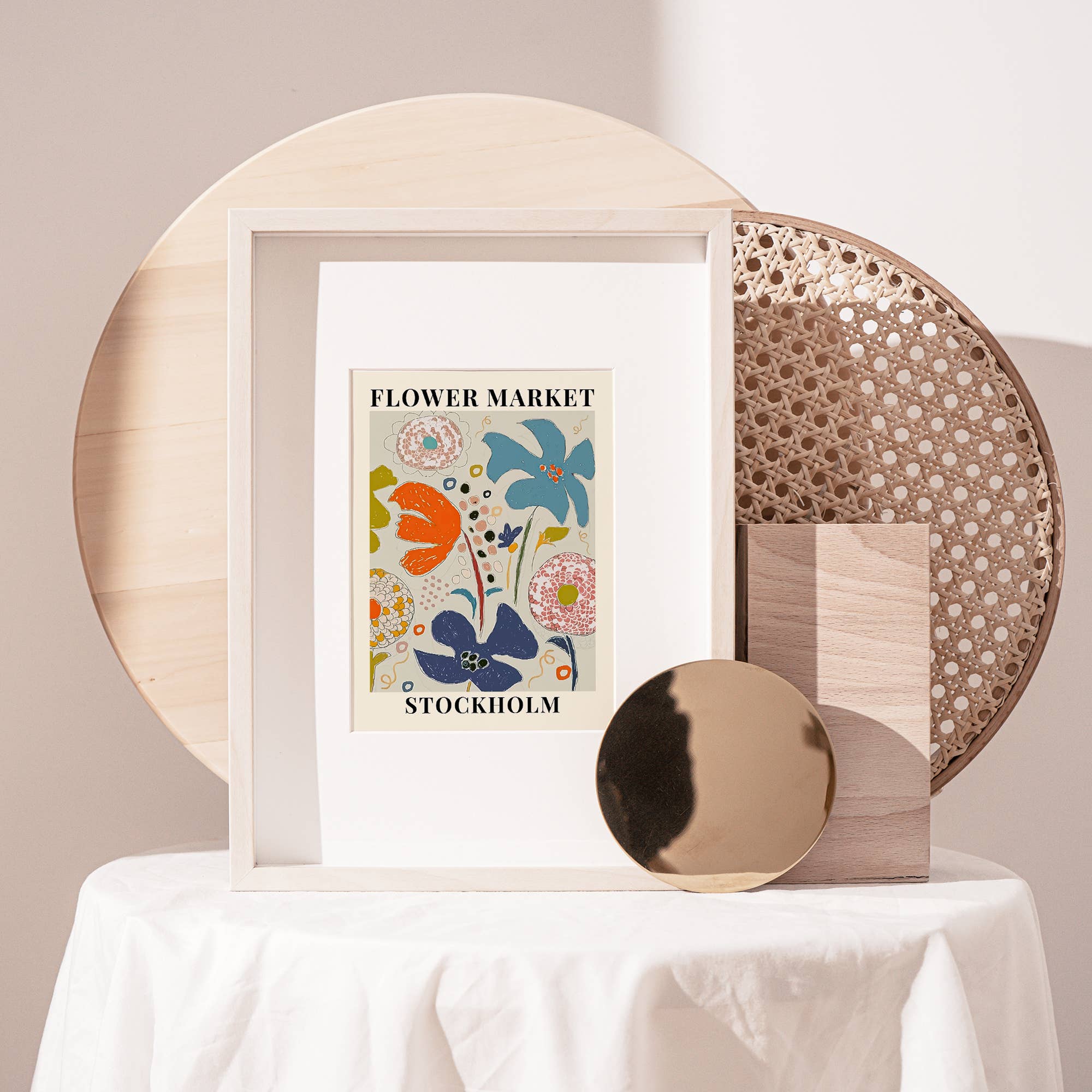 Sugar & Canvas - Venta al por mayor Ilustración - Impresión de arte botánico floral del mercado de flores de Estocolmo FM248