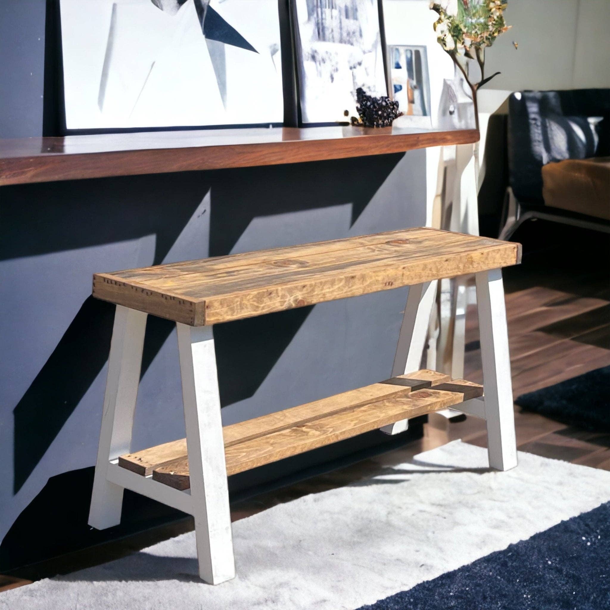 Intrinsic Haven – wholesale Bench – Farmhouse Olive Branch Solid Pine Wood Entry Bench12