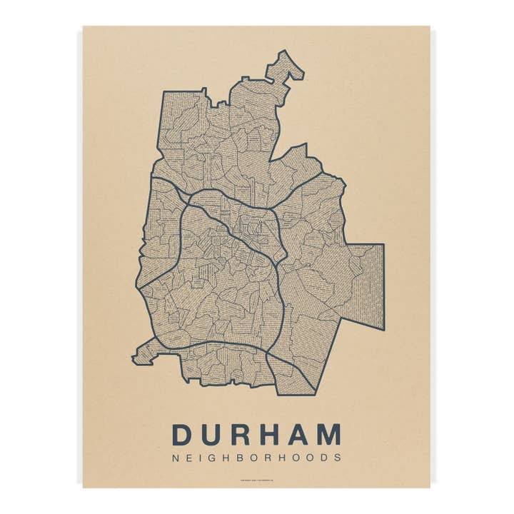 Native Maps - Wholesale Poster - Durham, NC Neighborhood City Map Poster3