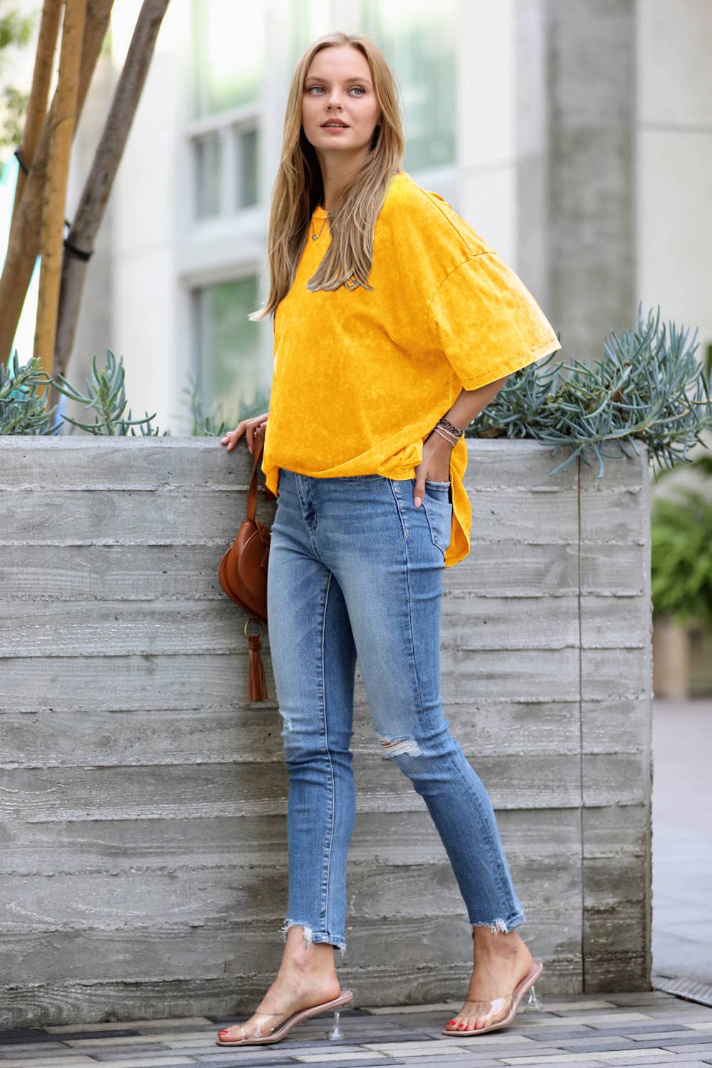 42POPS - Wholesale Knit Top - Women's - `.Acid Wash Cotton Oversized Tee46