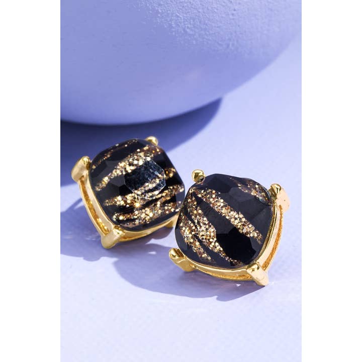 GD Gzeb Gold Zebra Glitter Leopard Stud Earrings for wholesale on Faire