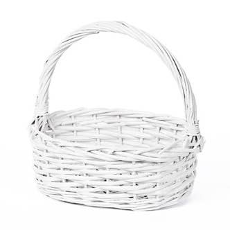Oval White Painted Willow Over Handle End to End Basket 13"L for wholesale by Willow Group