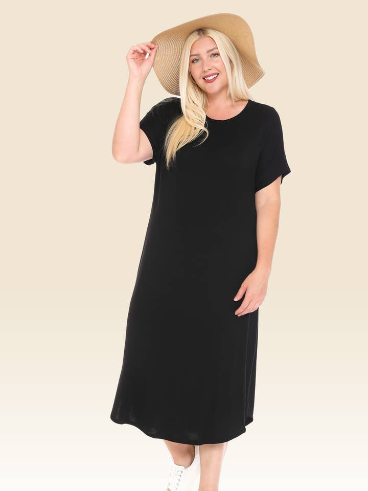 Plus Size ALine Drop Shoulder Midi Dress for wholesale by Allium