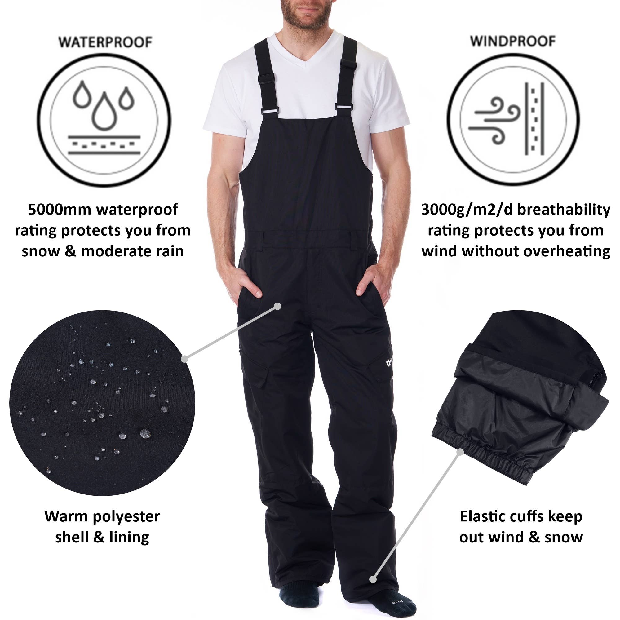 Wholesale Mens Insulated Snow Bib Overalls Waterproof Ski Snowboard Pa for your store Faire