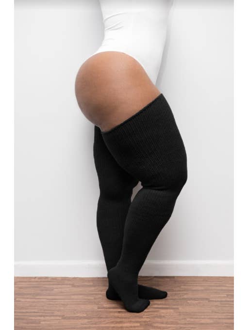 THUNDA THIGHS - Wholesale Socks - Women's - Plus Size Thigh High Socks - Classic Black