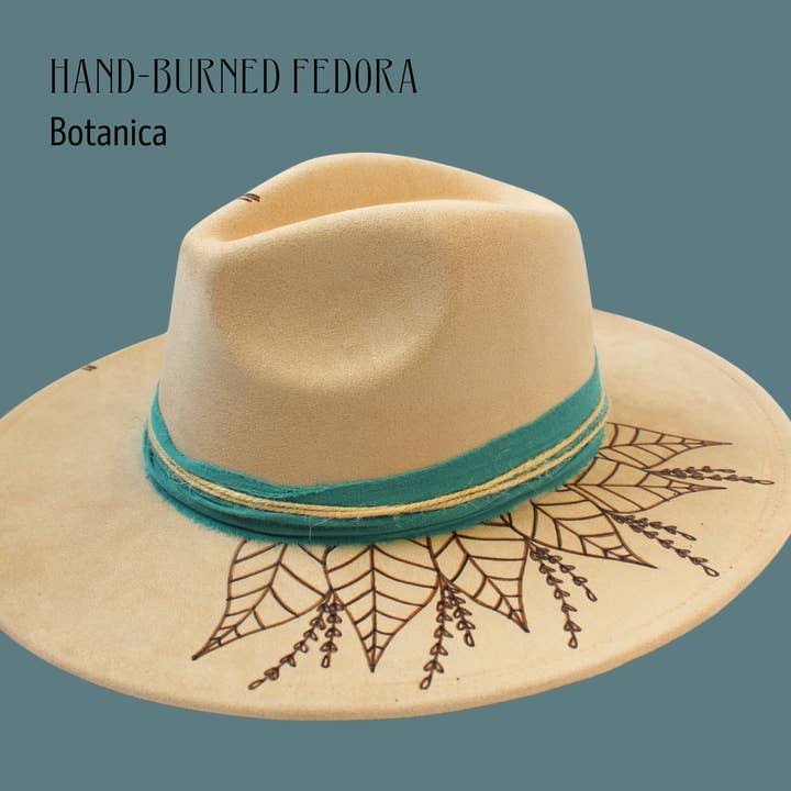 Wildflowers and Barley - Wholesale Fedora - Women's - Botanica Hand-Burned Fedora