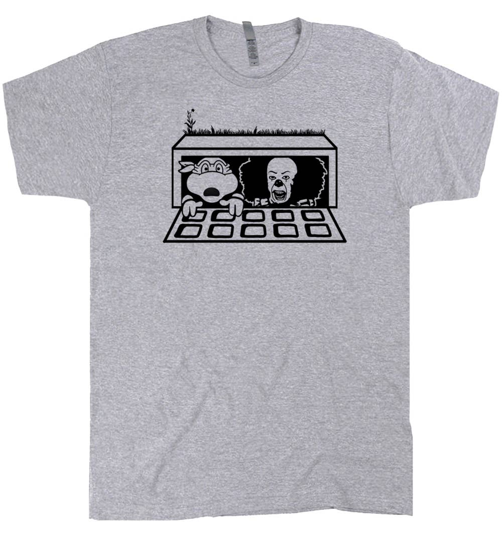 Shirtmandude Co - Wholesale Screen Printed T-Shirt - Unisex - Creepy Clown Shirt Turtle Horror Movie Pennywise Scary Tee1