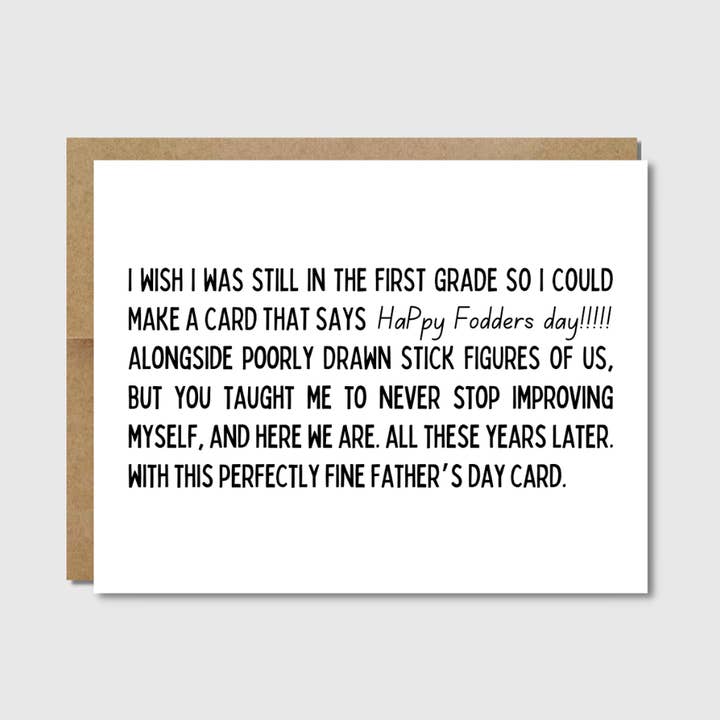 Funny Father's Day Card From Adult | Stick Figures for wholesale by Raisin Spirits