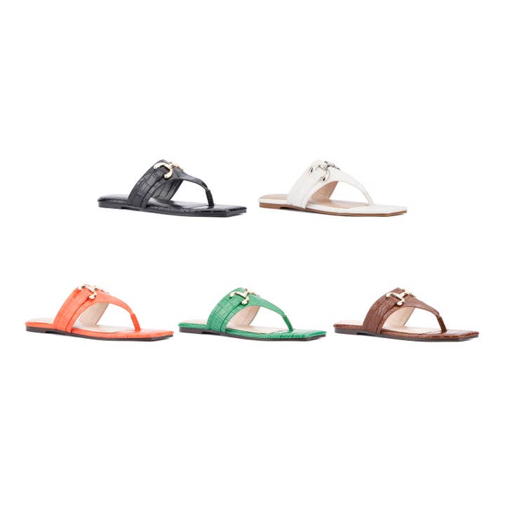 Fashion To Figure Women's Saralyn Flat Sandal - WIDE WIDTH for wholesale by S3 Holding